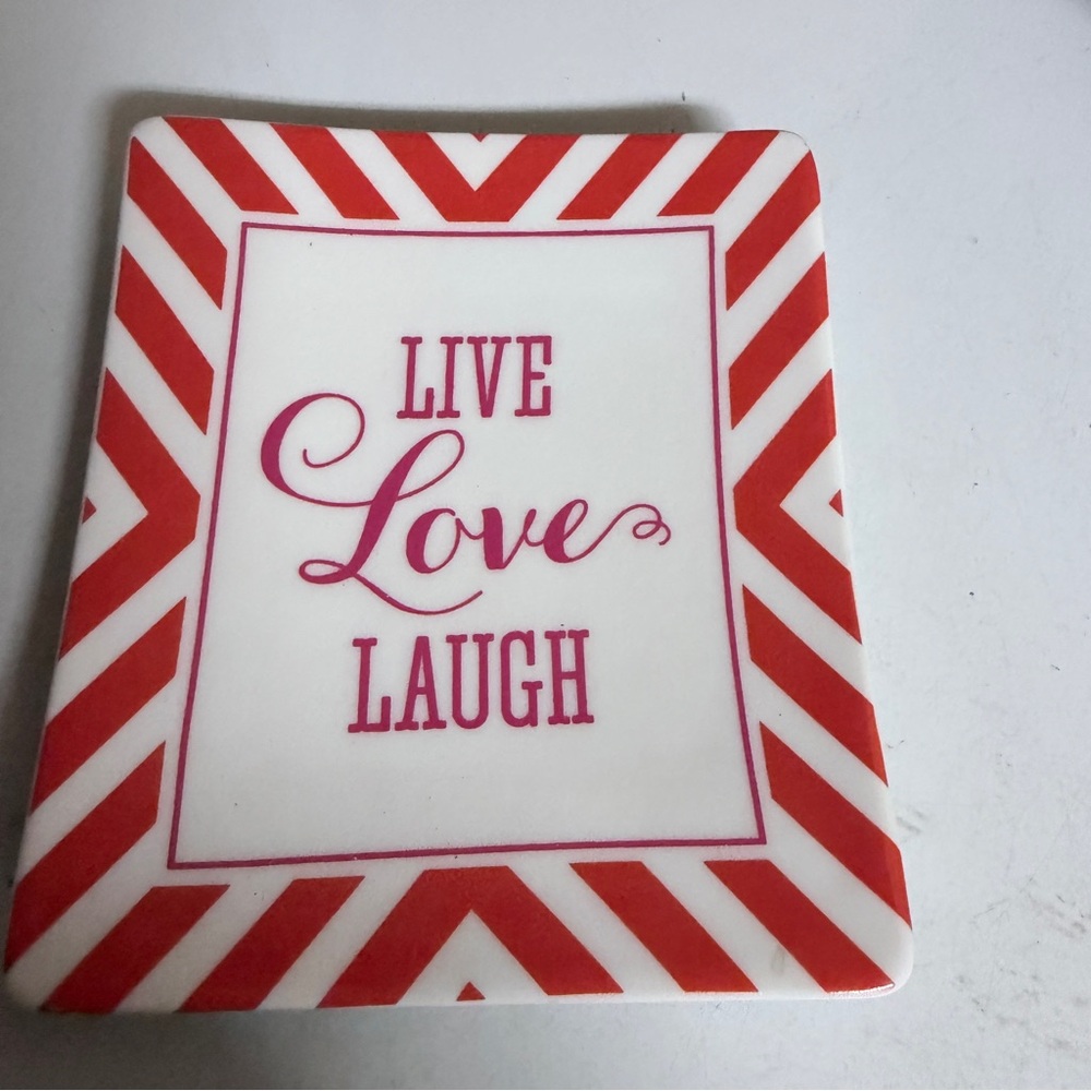 Two's Company White Ceramic Trinket Dish with Pink Logo